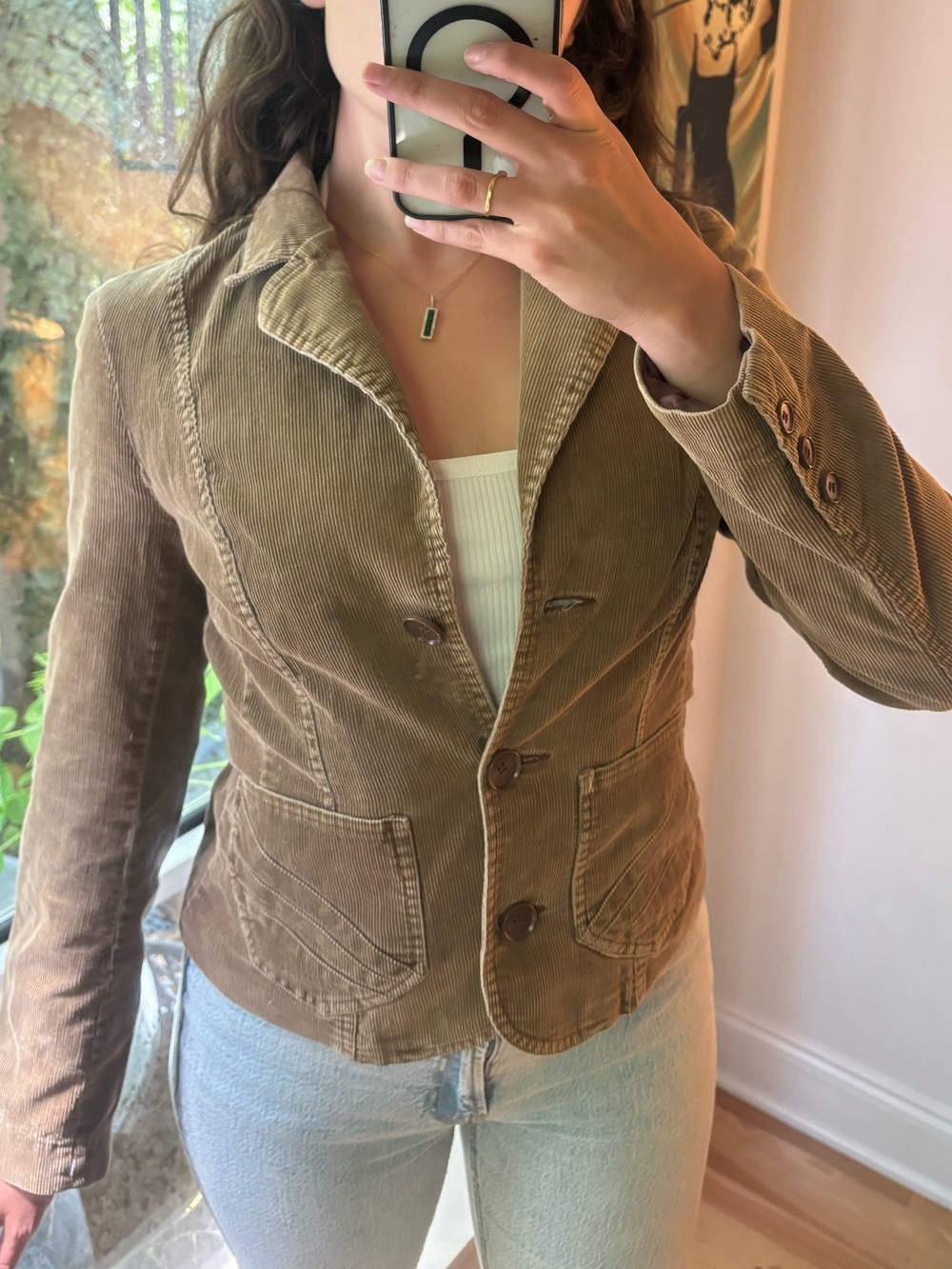 Vintage Tailored Corduroy Blazer Jacket in Brown